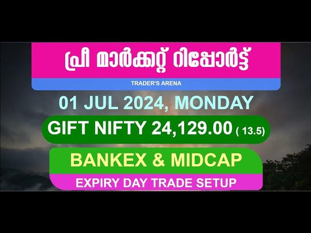 ബാങ്ക്എക്സ് & മിഡ് ക്യാപ് എക്സ്പയറി ഡേ ട്രേഡ് സെറ്റപ്പ് | Pre Market Report 01.07.2024