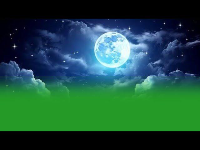 Night moon sky green screen background video | Green screen night sky moon