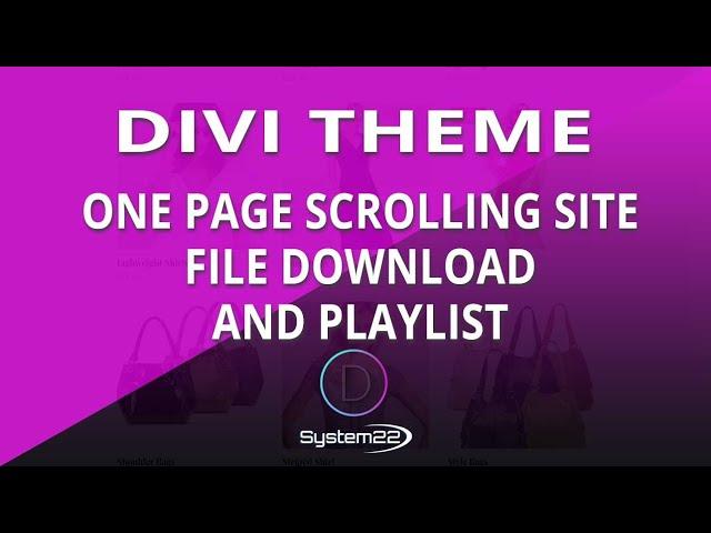 Divi Theme One Page Scrolling Site File Download And Playlist 