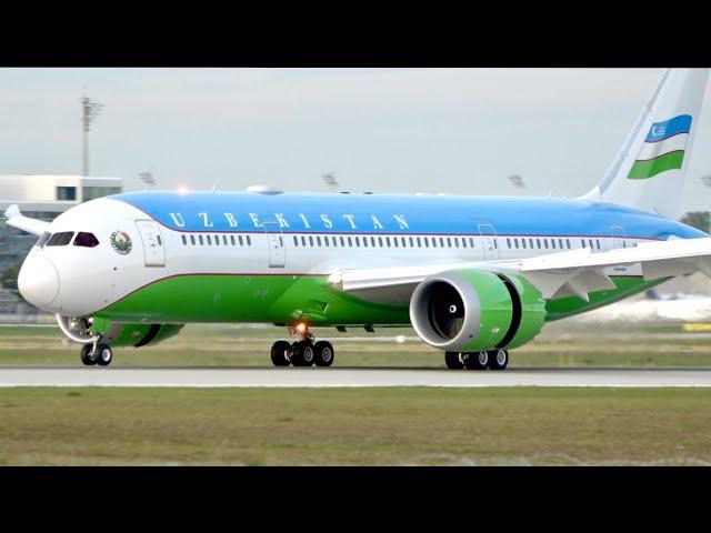 (4K) President Of Uzbekistan Arriving at Munich Airport with Boeing 787-800 (UK001) from Berlin!