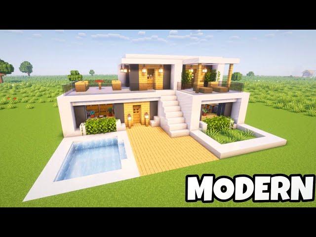 Minecraft: How to make Simple Modern House with Pool