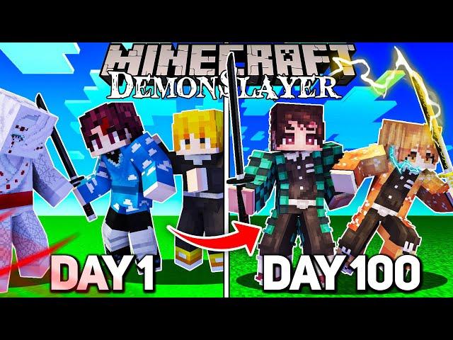 We Survived 100 Days In Demon Slayer Minecraft! - Duo Demon Slayer Minecraft 100 Days