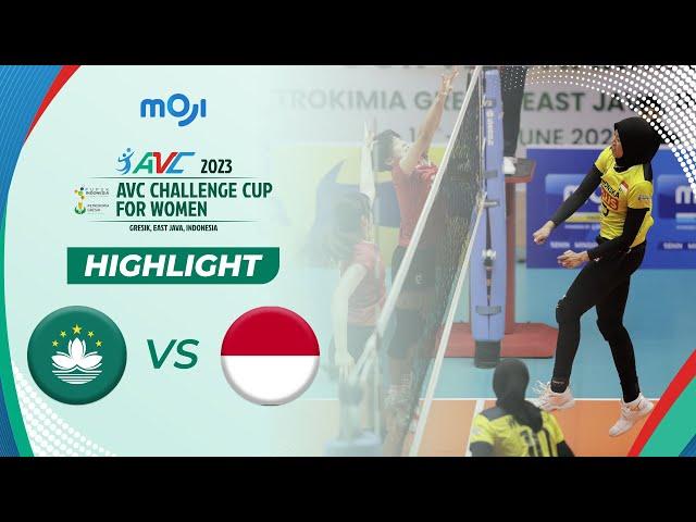 Highlight AVC Challenge Cup for Women 2023 -  Macao, China vs Indonesia 0 - 3 | Moji