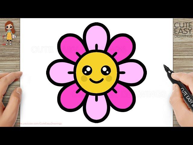 How to Draw a Cute Flower Easy for Kids and Toddlers