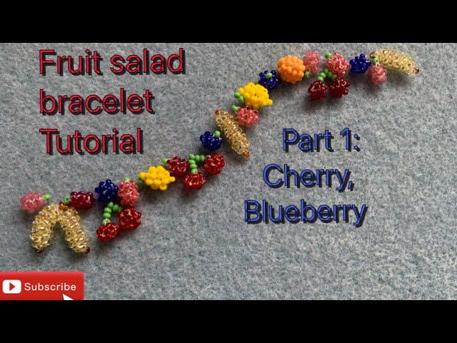 Tiny beaded cherry / blueberry tutorial. Beaded fruit salad bracelet tutorial Part one