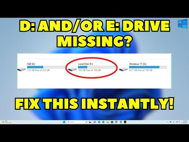 How To Fix (D Drive Or E Drive) Not Showing | Hard disk Drive D and E not visible