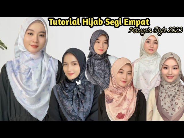 Cocok untuk lebaran, Kondangan, Kuliah!! Tutorial Hijab Segi Empat motif Malaysia Menutup dada 2023!