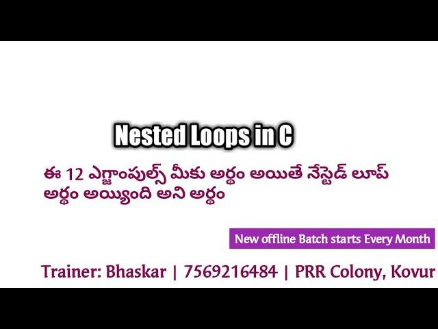 Nested Loops in C | Karna Coding Tution | Bhaskar sir