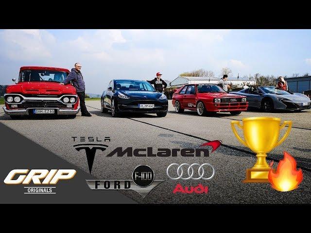 Spin & Go Race: McLaren 650 S, Audi Quattro, Tesla Model 3, Ford F100 [3/4] | GRIP Originals