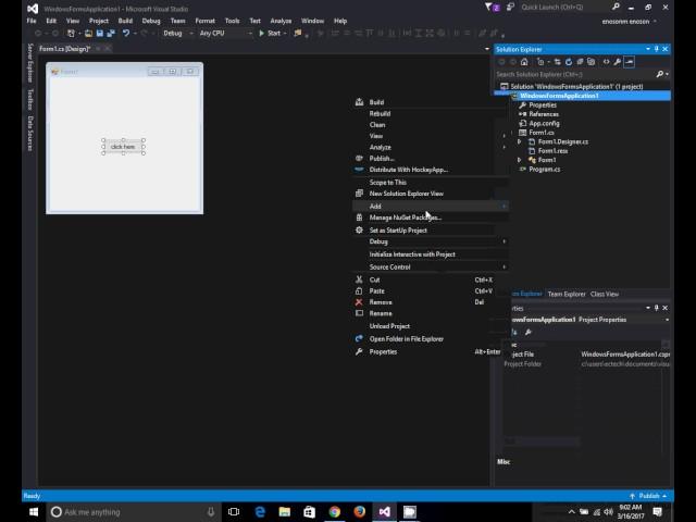 Visual studio open a new form with a button