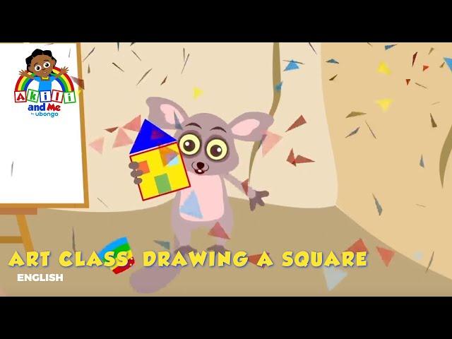 Art class with Bush Baby| Drawing a square | Akili & Me #artandcraft #drawingforkids #shapesdrawing