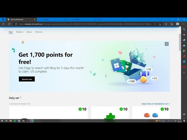 How to 1,700 points for free!(read desc and new Microsoft rewards thing tutorial)Day 1