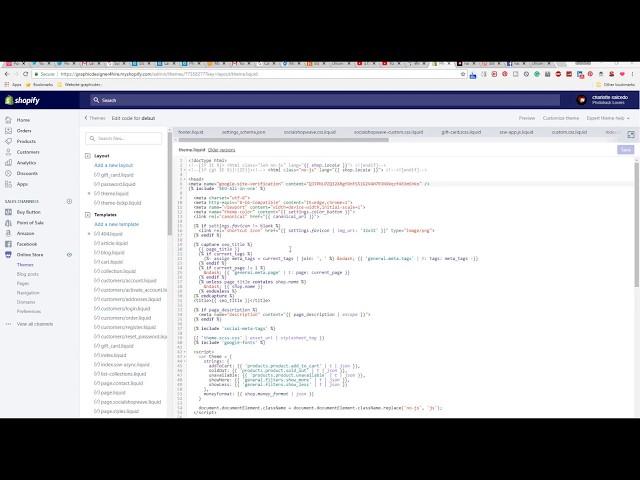 Stupid Simple -Shopify Tutorials - where to add the html meta tag for google in your shopify store