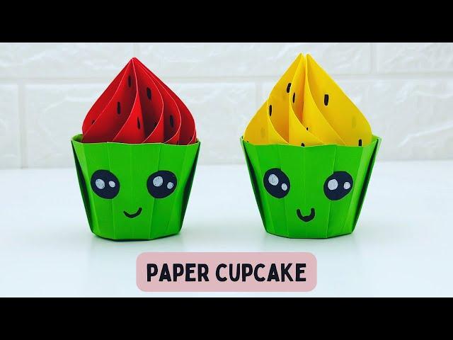 DIY Paper CUPCAKE / Origami Cupcake / Watermelon cupcakes craft ideas / Paper Craft #papercraft