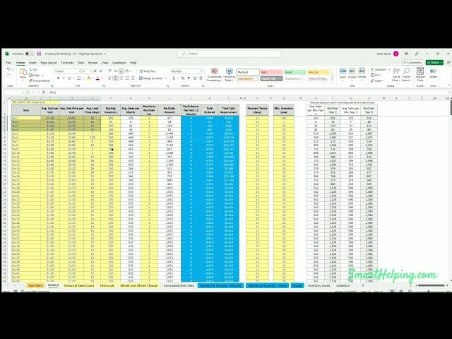 Inventory Forecasting / Restocking Template: Up to 500 SKUs