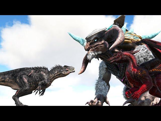 SAVAGE ACRO vs. ICE TITAN and THE ISLAND GUARDIANS + MANTICORE | ARK Dino Battle 