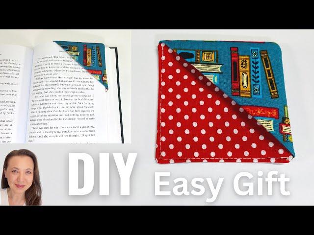Quick and Easy Fabric Corner Bookmark / Coaster  - DIY  Last Minute Gift