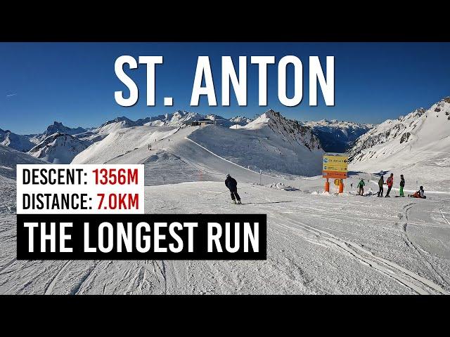 1356m descent from Schindler Spitze to St Anton am Arlberg (UltraHD 4K)