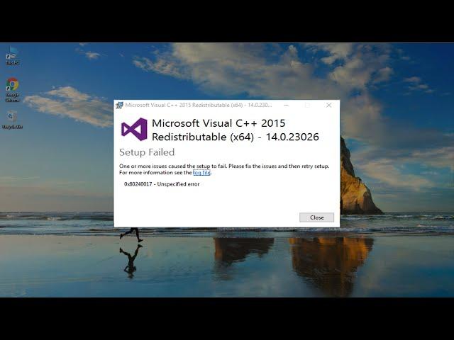 How to Fix Microsoft Visual C++ 2015 Redistributable Setup Failed error 0x80240017