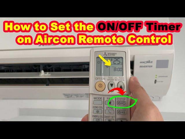 How to Set ON/OFF Timer in Air Conditioner Remote Control Mitsubishi