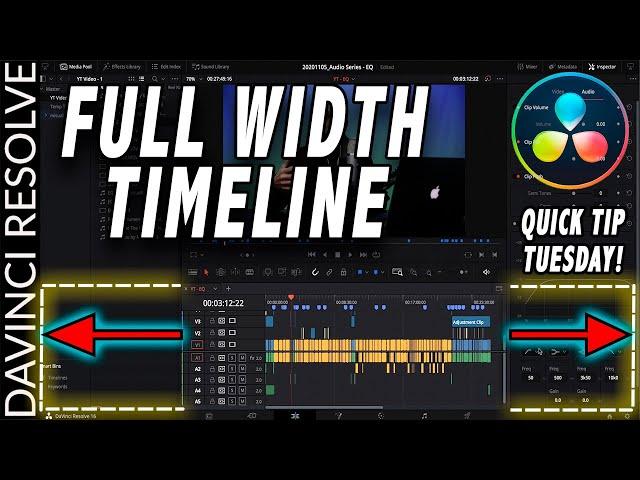 Full Width TIMELINE in DaVinci Resolve 17 | Quick Tip Tuesday!