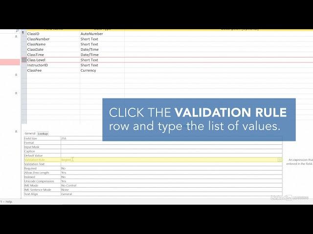 Access Tutorial - Validation Rules