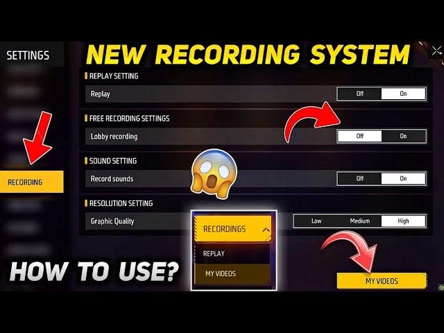 Recording System How To Use? Lobby Recording With Sound - Free Fire Record Videos Settings