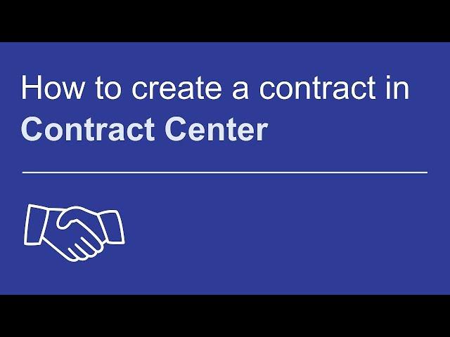 How to create a contract | OpenText Contract Center