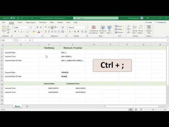 How to Quickly Add Date and Time Stamps in Excel - Office 365