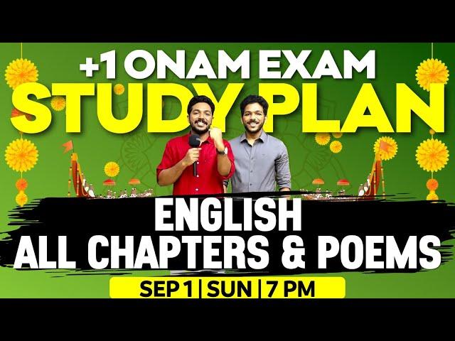 +1 ONAM EXAM STUDY PLAN | PLUS ONE ENGLISH ALL CHAPTERS AND POEMS | EXAM WINNER + 1