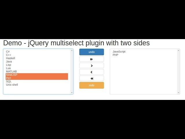Integrate Two side Multi Select Plugin with jQuery multiselect.js