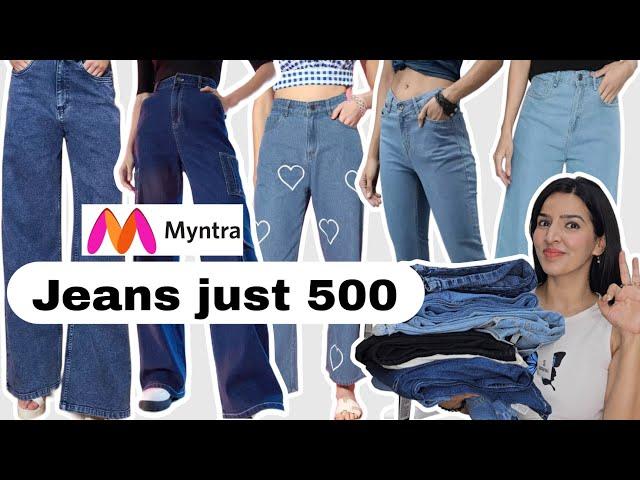 Myntra Jeans Haul under 500| High Waist Wide leg jeans Boot cut Jeans  #myntra #myntrahaul