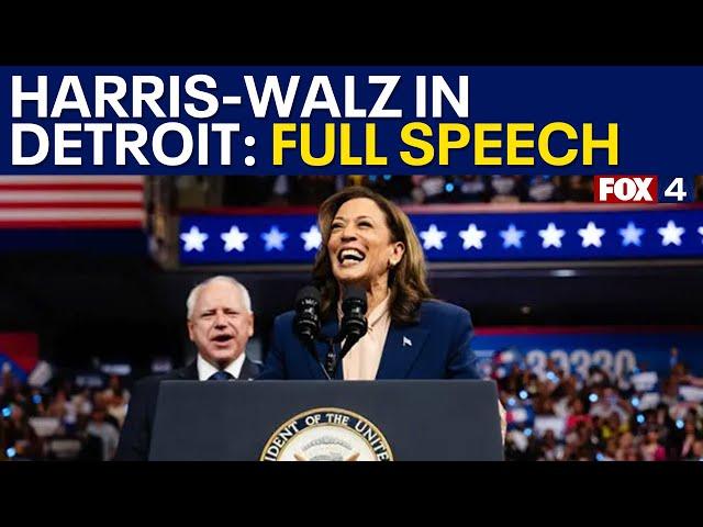 Kamala Harris, Tim Walz speak at rally in Detroit: FULL SPEECH