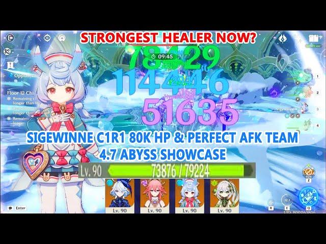 Sigewinne C1R1 80k HP & Perfect AFK Team : 4.7 Abyss Showcase | Strongest Healer Now?