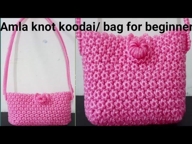 Amla knot koodai/bag for beginner , sling plastic wire bag, with spiral handle , weaving bag