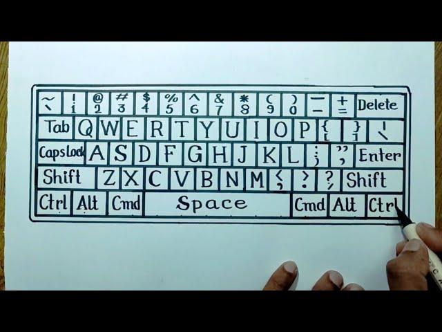 Easy computer keyboard drawing/How to draw keyboard