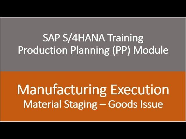 Video 22 - SAP S/4HANA Production Planning (PP) module training - Goods Issue