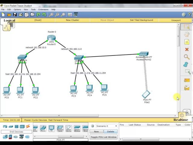 Cisco Packet Tracer | connect wireless device in network using Access Point