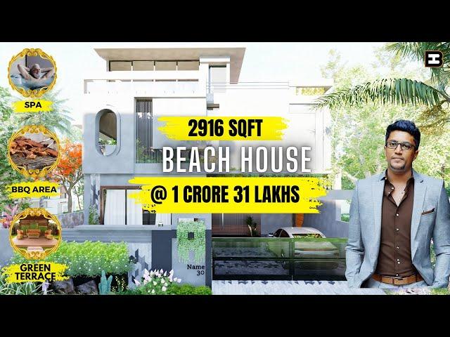 2916 sqft Beach house at 1 crore 31 lakhs!! | 3D walkthrough video | HireandBuild | Tamil