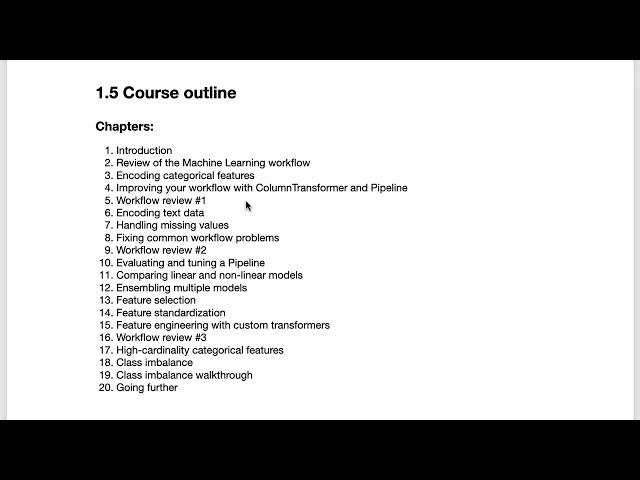 Course outline: "Master Machine Learning with scikit-learn"