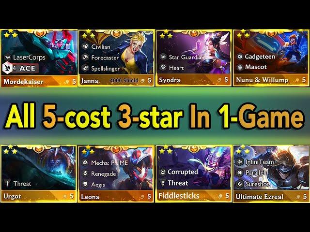 *World Record* ALL 5-Cost Champions 3-Star In One-Game!!! TFT Set 8.5
