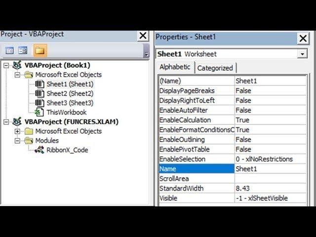 Excel VBA - Get back the Project Explorer and the Properties Window