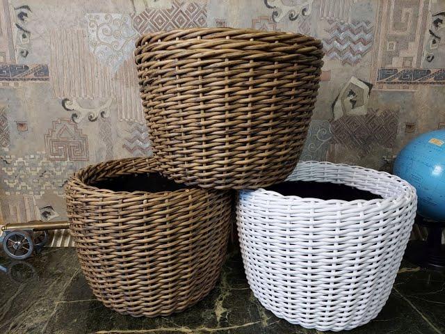 Кашпо из ротанга своими руками. Пошаговый мастер класс для новичков. Handmade rattan flowerpot.