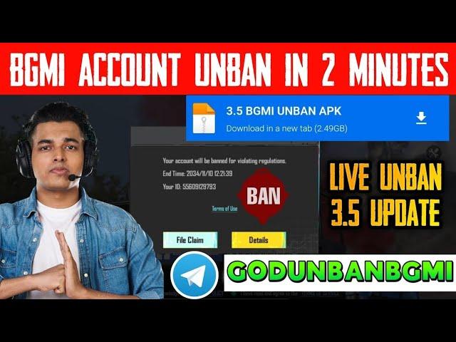 UPDATE 3.5 BGMI 10YEAR BAN ID UNBAN | HOW TO OPEN BAN ID IN BGMI / BGMI BAN ID RECOVER IN 1 MINUTE