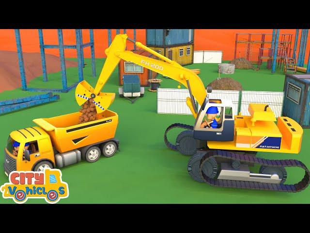 Construction Vehicles Assembly Show- -assemble excavator for kids-bulldozer, tractor and crane truck