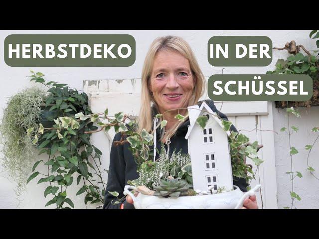 Herbstdeko 2022 in der Suppenschüssel mit Heide & Sedum  DIY Pilze im hyggeligen Garten 