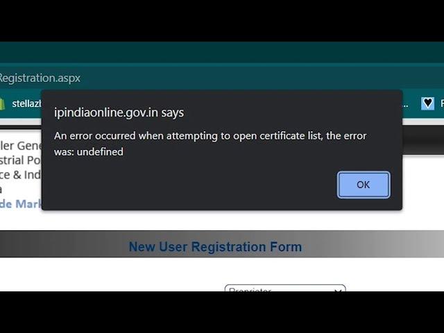 An error occurred when attempting to open certificate list, the error was: undefined - DSC Trademark