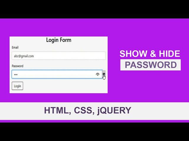 How to show and hide password using jQuery in html by RN Programming