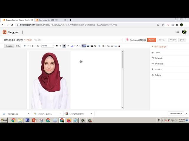 cara posting produk di Template Bospedia