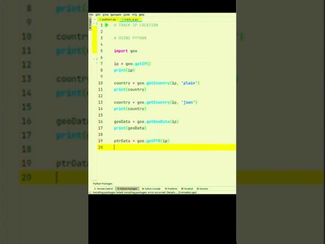 TRACK IP LOCATION | PYTHON | #shorts #alinionuttoader